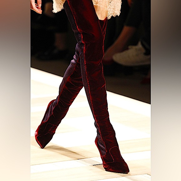 FENDI Velvet Over The Knee Boots - Picture 2 of 3